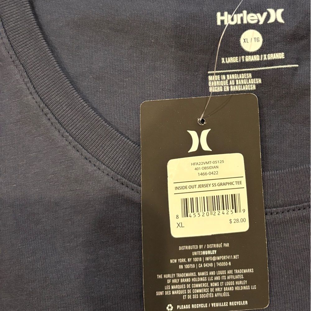 NWT Men’s XL Hurley Tshirt - Picture 2 of 3